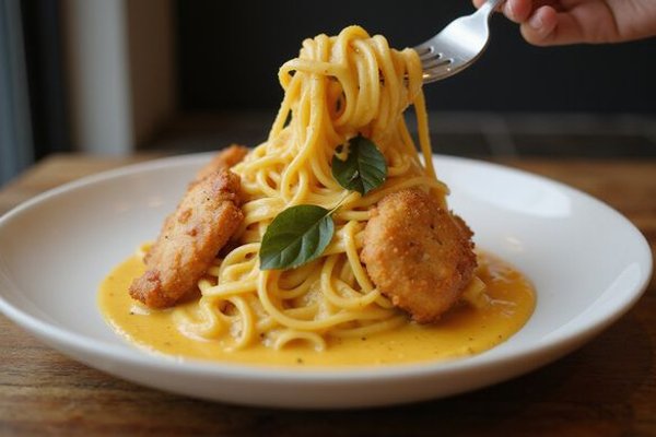 Signature salted egg chicken pasta