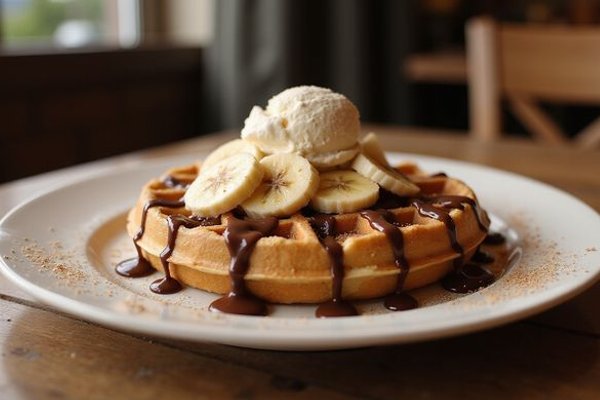 Sweet Bananutella waffle with ice cream