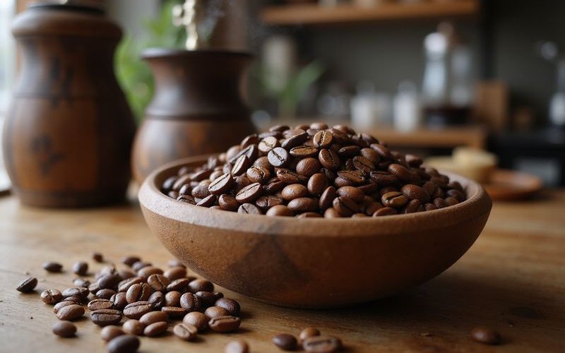 Coffee beans and brewing equipment