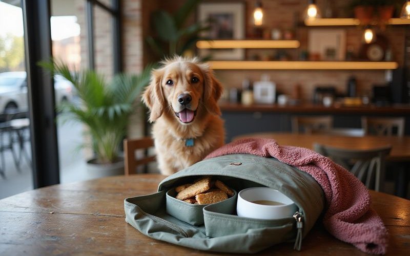 Pet cafe essentials packed in bag