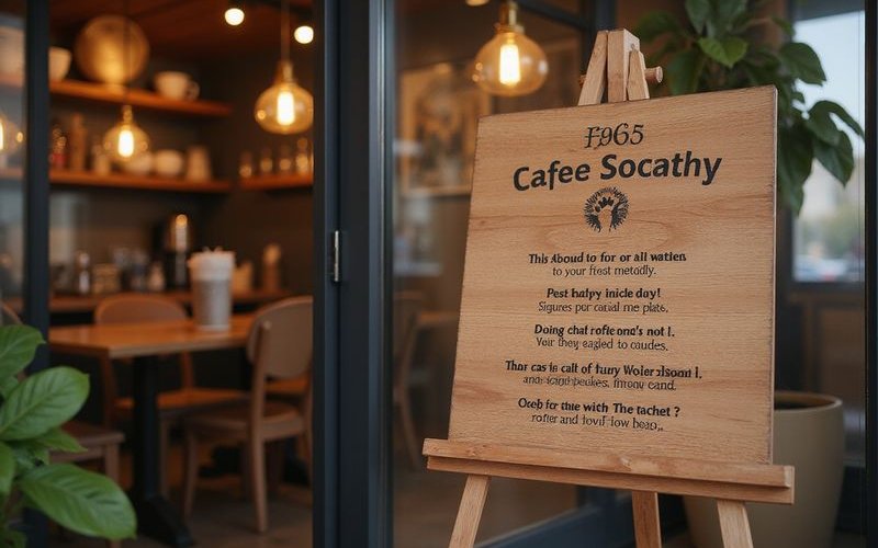 Checking pet policy at cafe entrance