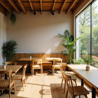 Muji-inspired cafe interior
